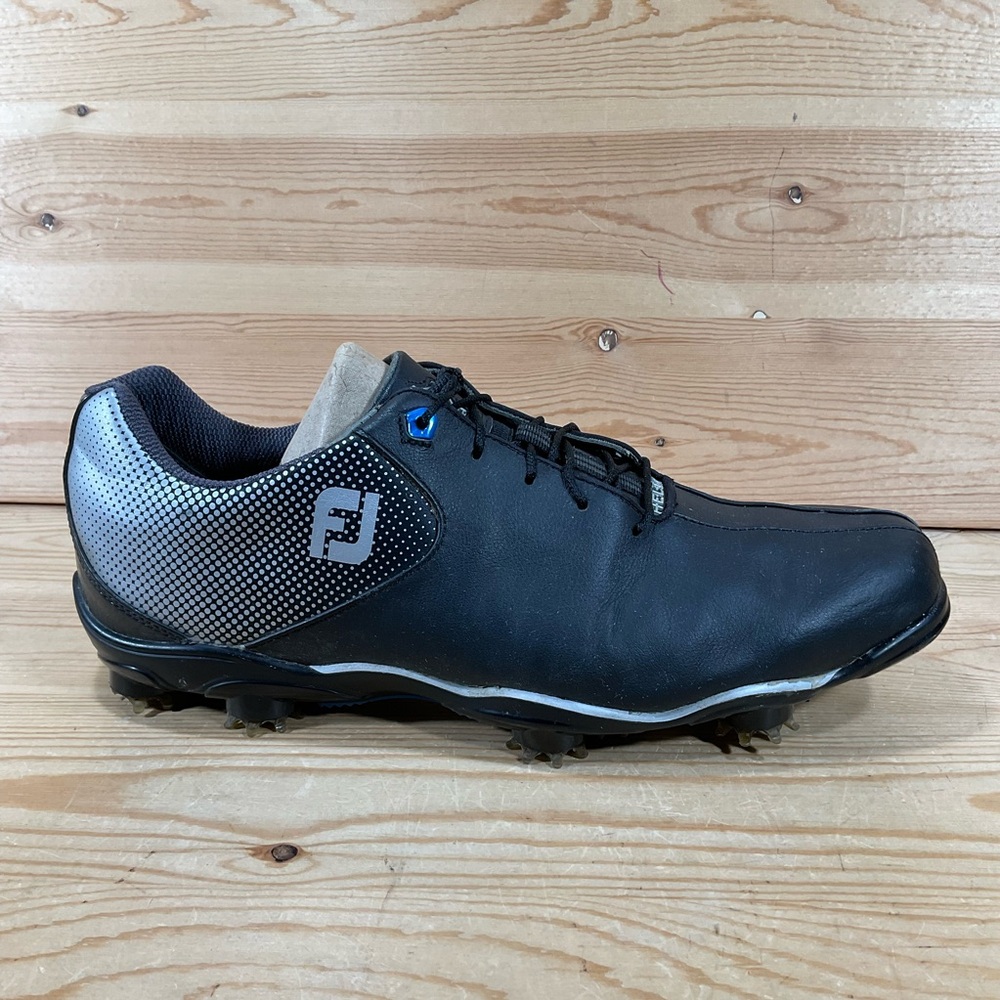 FootJoy FJ DNA Helix Spikes Golf Shoes Men’s 11.5 M Black/Silver 53318 - Picture 3 of 10